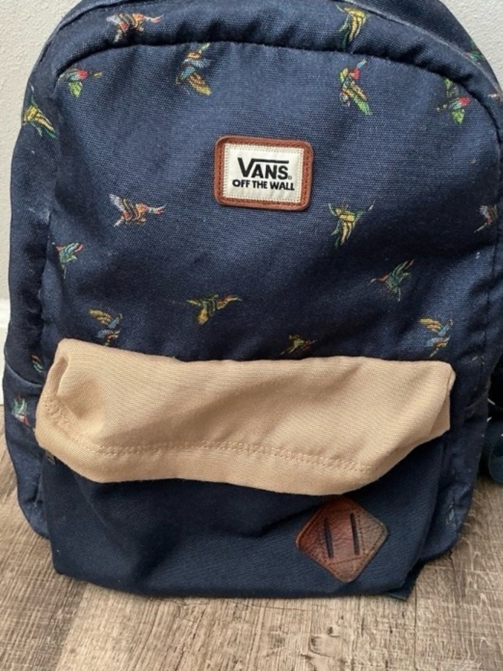Vans Unisex Old Skool II Backpack Navy Blue Khaki Duck Print Backpack Book Bag - Picture 10 of 10